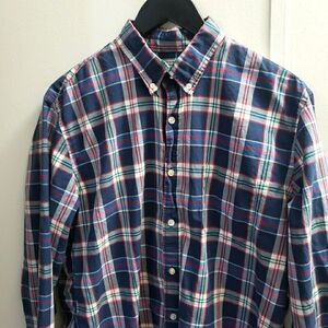 J. Crew Shirt Size L Blue Red Plaid Long Sleeve Button Down Light Weight Cotton